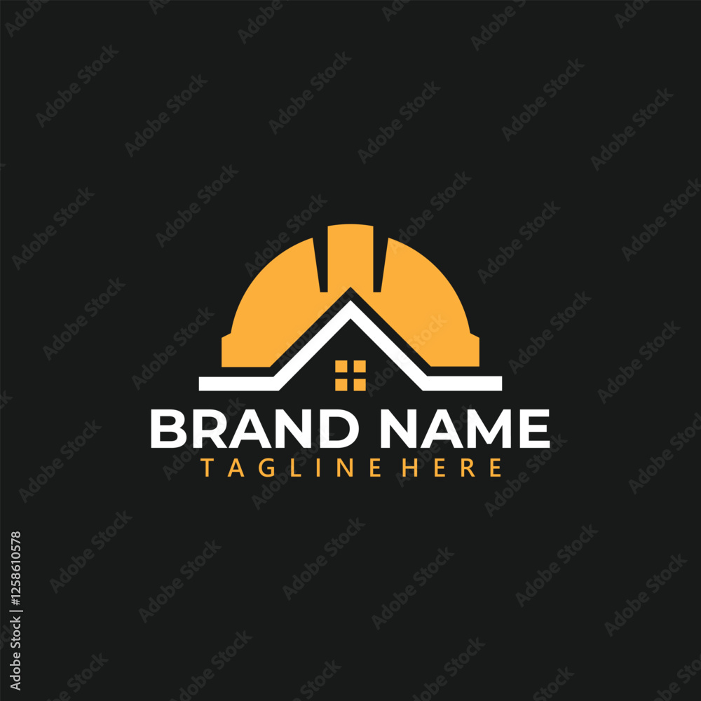 Naklejka premium Letter Construction Logo, home repair, roofing, remodeling, home renovation vector design