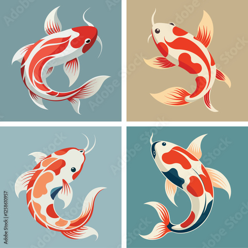 cute sea fish set, freshwater aquarium cartoon fish for print, children development, Varieties of decorative colored fish