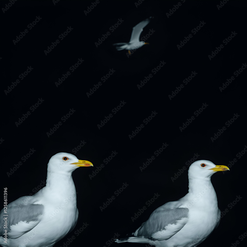 Fototapeta premium two seagulls on a white background