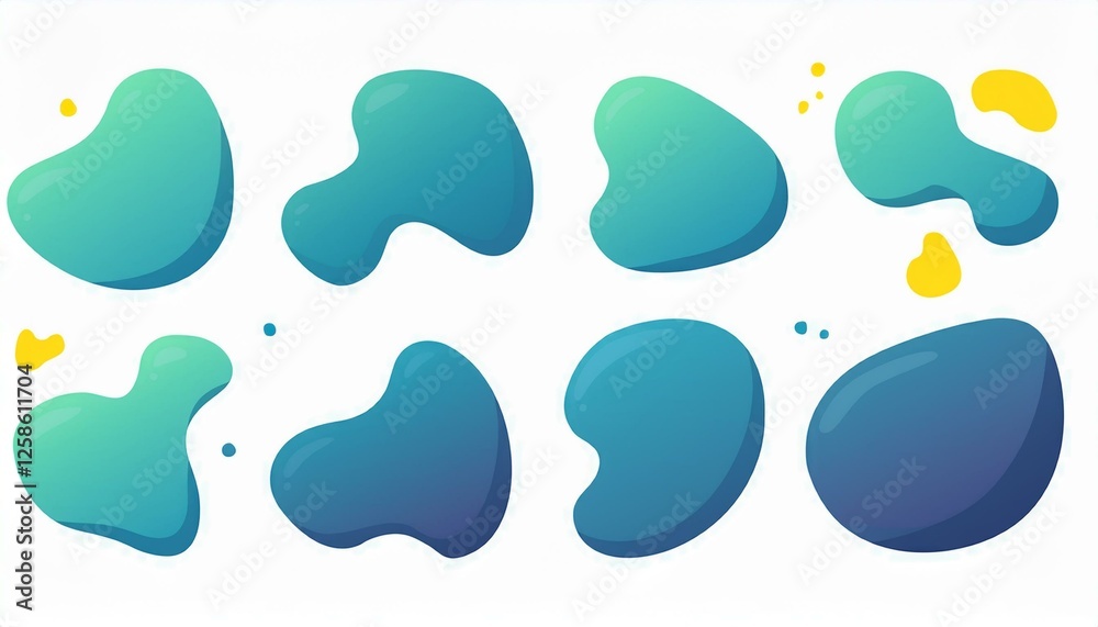 Fototapeta premium Organic blob shape, abstract amoeba, irregular fluid element set. Simple flat abstract splodge, amoeba blob, liquid shape graphic design element. perfect any project.