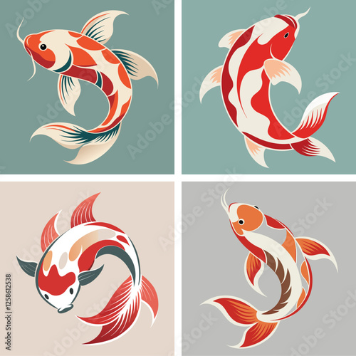 cute sea fish set, freshwater aquarium cartoon fish for print, children development, Varieties of decorative colored fish