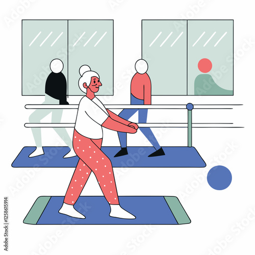 Active longevity active seniors Elderly woman doing rehabilitation exercises