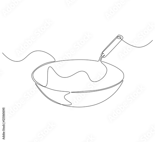 Pan kitchen continuous line. Continuous one line drawing pan kitchen. Kitchen, equipment concept. Single line drawing