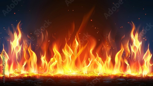Realistic orange sparks and smoke overlay for fiery grill heat glow illustration
