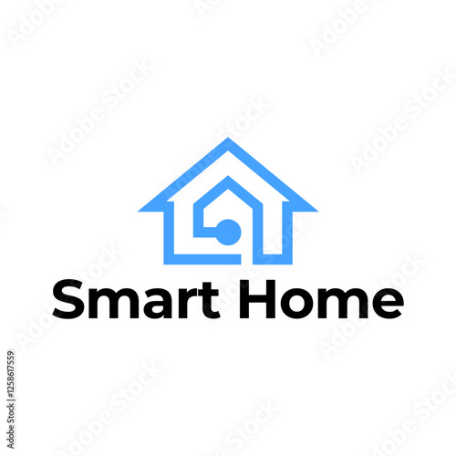 Smart house logo. Smart home logo icon with wireless connection concept.