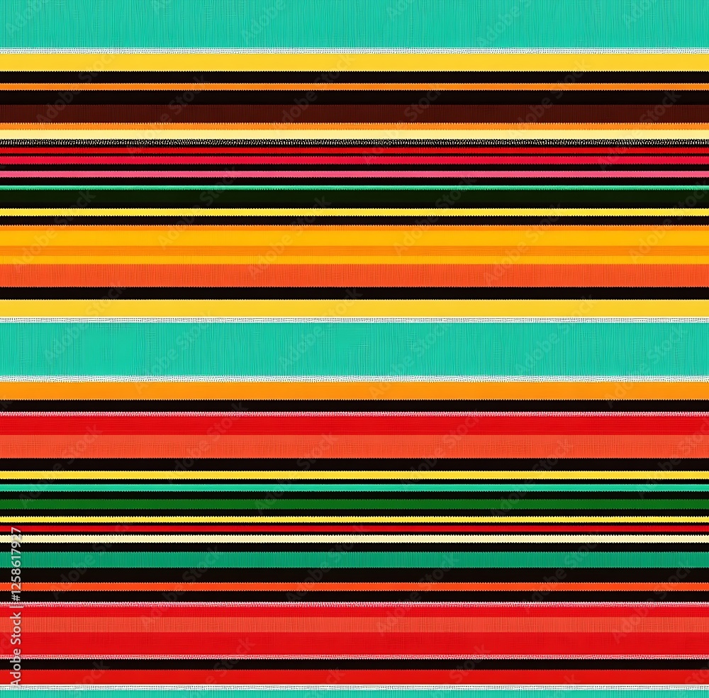 A seamless colorful striped rug with bold stripes in orange, teal, and red A seamless colorful striped rug with bold stripes in orange, teal, and red