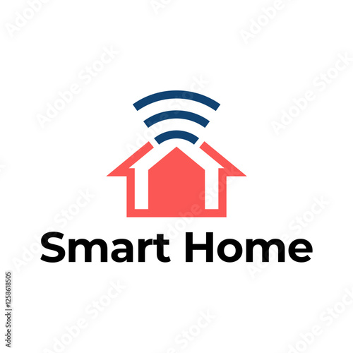 Smart house logo. Smart home logo icon with wireless connection concept.