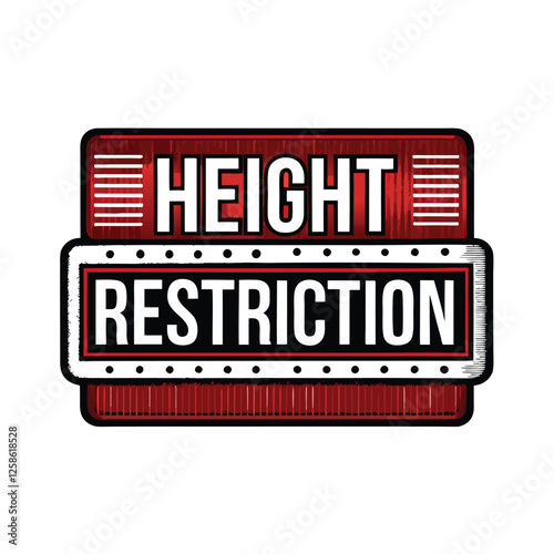 Create a vector graphic of a height restriction sign, clearly displaying measurement details.  Include realistic details and shadows for a professional look.