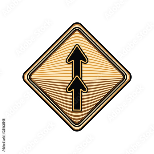 Create a vector graphic of a road narrowing sign, featuring two converging lines indicating a reduction in road width.  Include clear, sharp lines and accurate proportions.