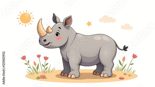 Cartoon Rhinoceros Holiday in the Sun photo