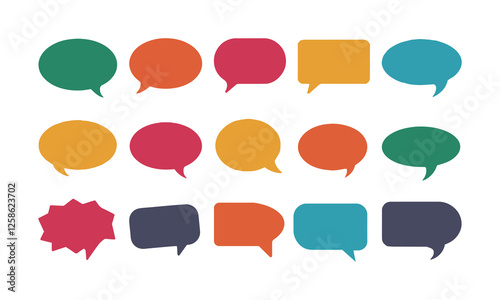 Set of colorful blank empty speech bubbles for text, chatting, message box. Vector illustration balloon speak sign dialog communication frame