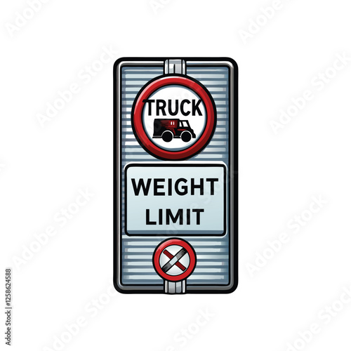 Create a vector illustration of a weight limit sign for trucks, clearly displaying a tonnage limit of (1) tonne.  Include realistic details and accurate proportions.