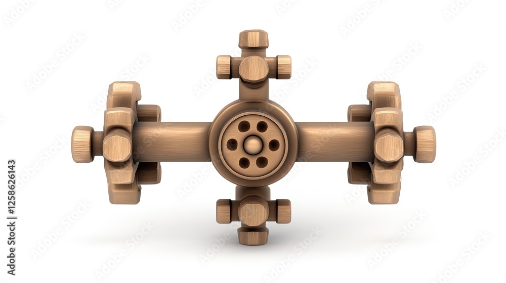 Obraz premium Pressure gauges display measurements on gold-toned valves within a sophisticated industrial setting filled with pipes and machinery