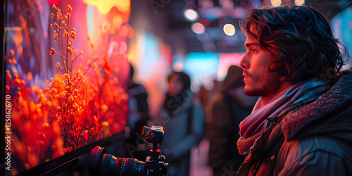 Hombre fotografo viendo la nitidez de una pantalla fijamente