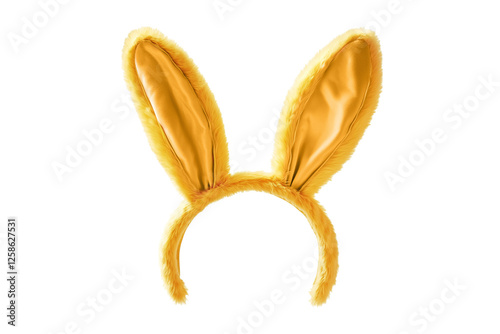 Obraz na płótnie Yellow Bunny rabbit ears headband isolated on white or transparent background, cute Easter bunny costume, png w salonie