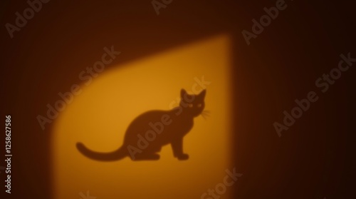 Cat Silhouette Projected on Wall in Warm Light Creating Mood