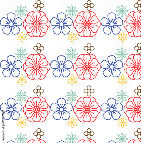 Flower seamless pattern collection vector illustration