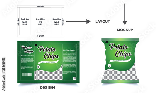 Potato chips package design, realistic vector design Potato chips packaging template, chip packaging, packaging, chips, vector illustration