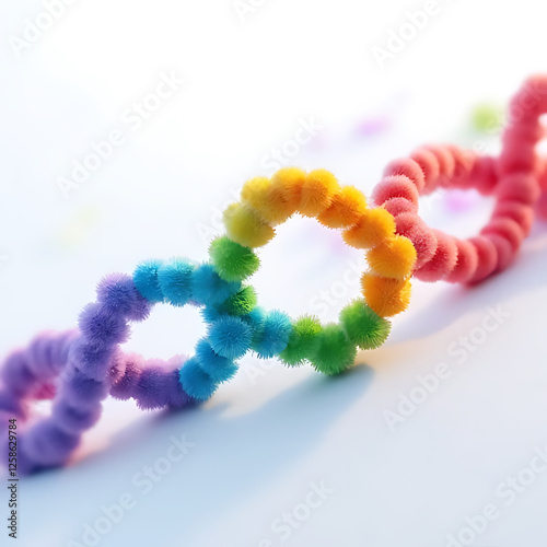 Colorful pipe cleaners twisted together create vibrant and playful design, showcasing blend of purple, blue, green, yellow, and pink. This cheerful arrangement adds whimsical touch to any creative