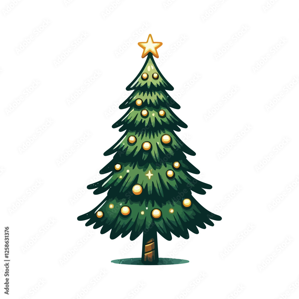 Fototapeta premium Christmas tree illustration on white background