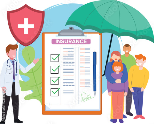 Health insurance, insurance policy for family to protect from life and health accident. Health and life insurance policy,