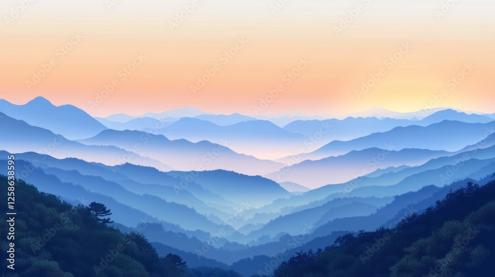 Obraz premium Mountain Range Sunrise Panorama