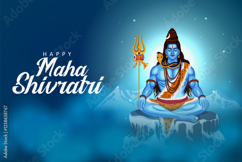 vector illustration of religious background of Lord Shiva for Shivratri, traditional festival of India