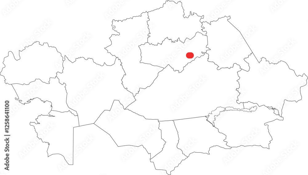 Capital of Kazakhstan on its Outline Map Capital of Kazakhstan on its Outline Map