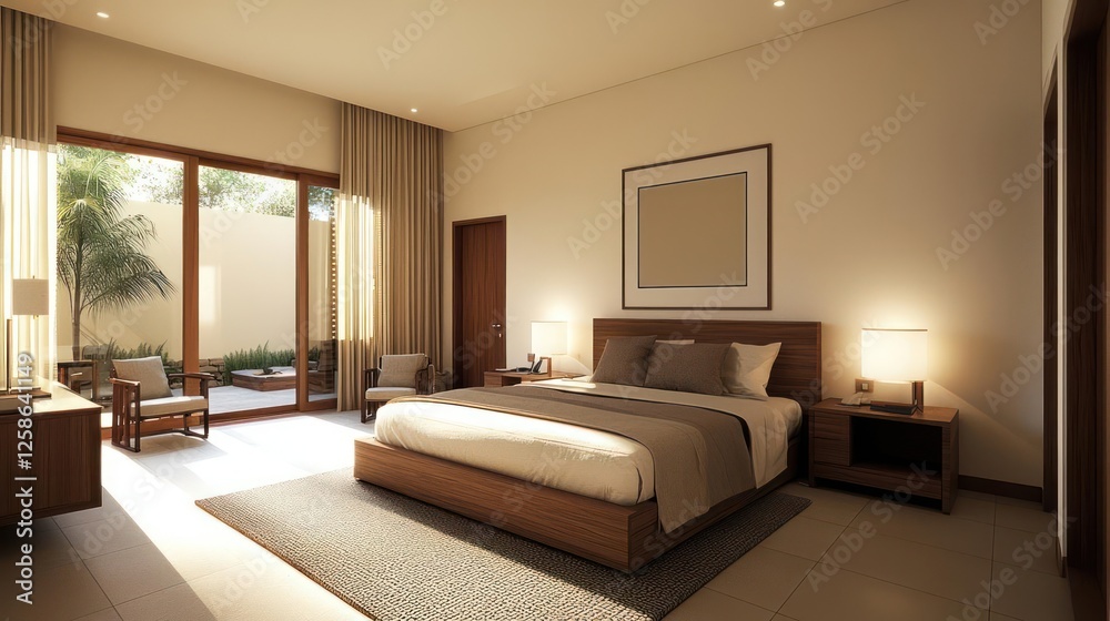 Modern Minimalist Bedroom Interior Design with Sunlight Modern Minimalist Bedroom Interior Design with Sunlight