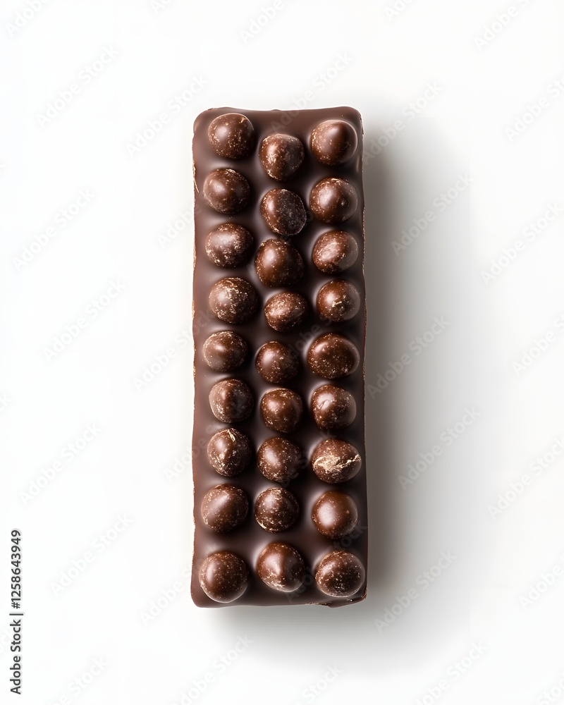 Chocolate Coated Cereal Bar on White Background Chocolate Coated Cereal Bar on White Background