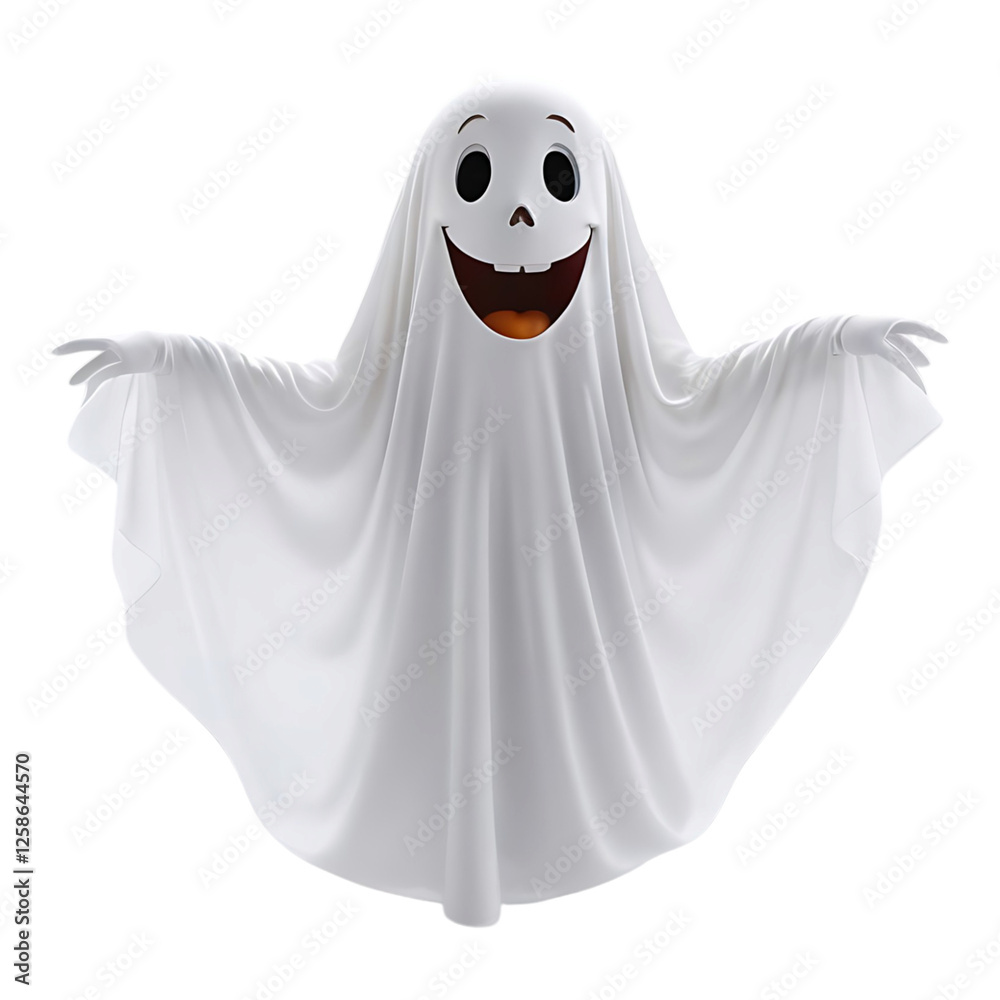 Friendly ghost floating with a big smile Friendly ghost floating with a big smile