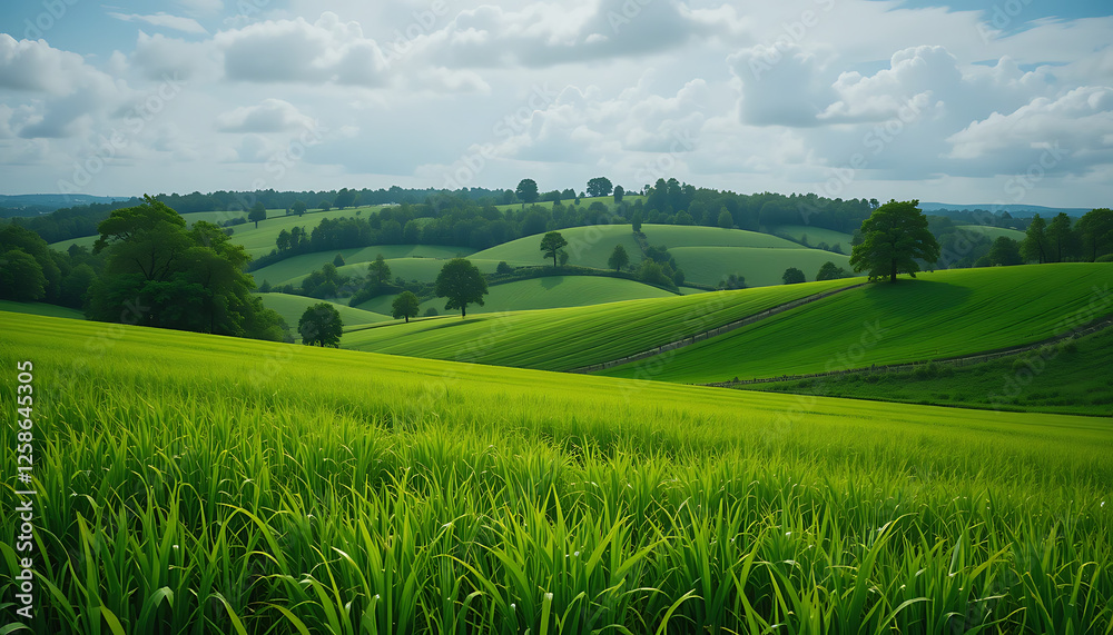 Fototapeta premium 緑、野原、自然、風景、天気