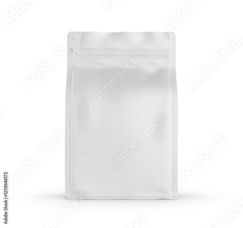 Blank flat bottom kraft paper coffee bag mockup template 3d illustration.