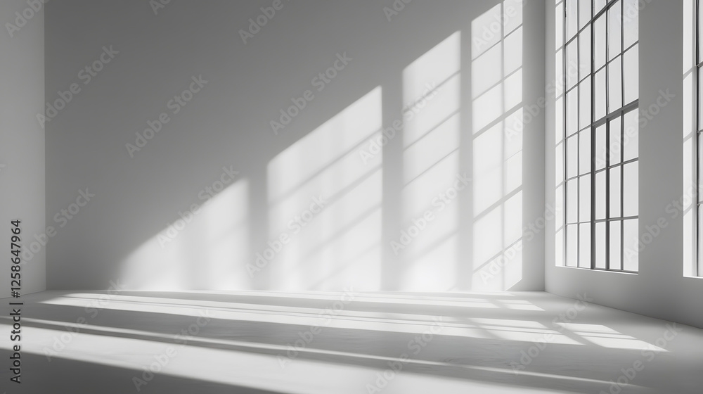 Fototapeta premium Empty Room with Natural Light and Shadow Play