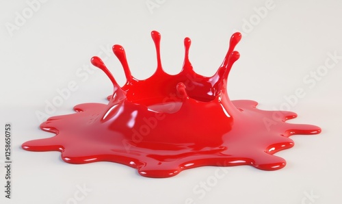 Red paint splash crown, liquid impact, white background, advertising