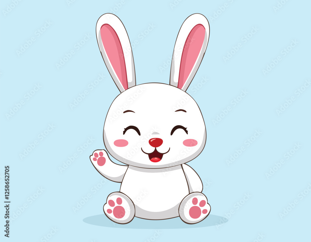 A cute rabbit animal with big smiling simple flat design vector. A cute rabbit animal with big smiling simple flat design vector.