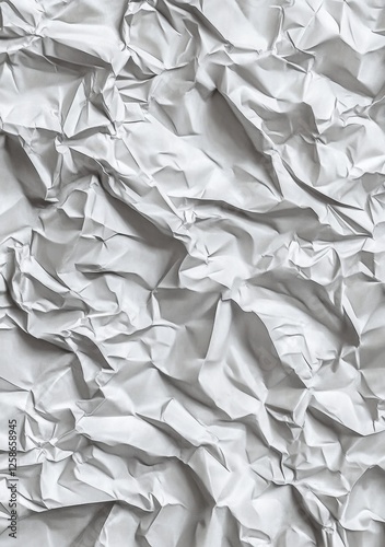 Crumpled white paper texture background studio shot