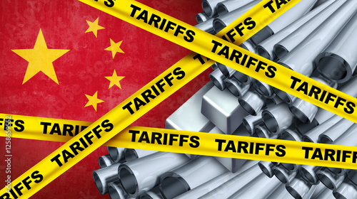 Canvas Print China Steel Tariffs and Metals tariff as a trade war policy and Protectionism in
