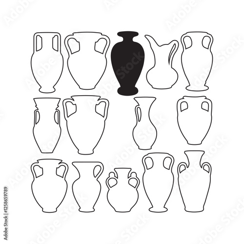 Ancient Greek pottery, black silhouettes 