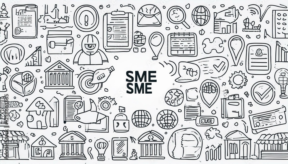 Business sme doodle icon set. Small, medium enterprise business hand drawn doodle sketch style icon. Local partnership, economic strategy, franchise concept. perfect any project. Business sme doodle icon set. Small, medium enterprise business hand drawn doodle sketch style icon. Local partnership, economic strategy, franchise concept. perfect any project.