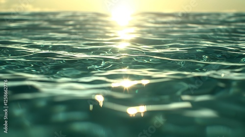 Close Up Of Turquoise Water Surface With Sunlight Reflections