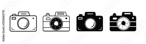 Foto/photo camera icon vector set. Photo illustration sign. Photo camera symbol. Photo session logo. Photography flash symbol set.
