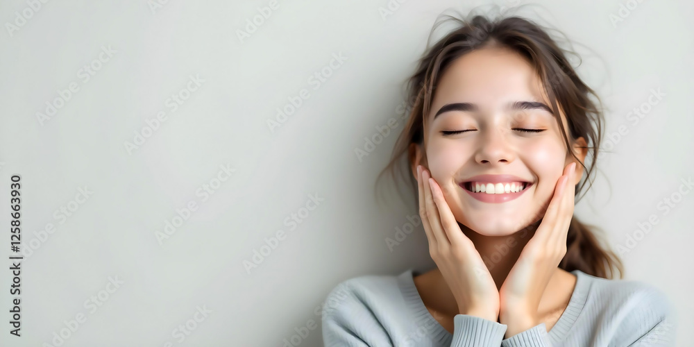 Relaxed Portrait of a Young Lady with Long Hair and Clear Skin for a Peaceful Facebook Cover Relaxed Portrait of a Young Lady with Long Hair and Clear Skin for a Peaceful Facebook Cover