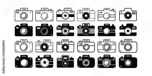 Camera icon set. photo camera icon. camera photography icon set.