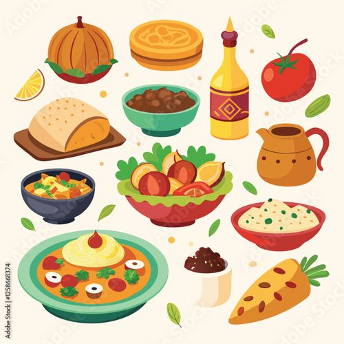 Colorful Collection of Diverse International Dishes