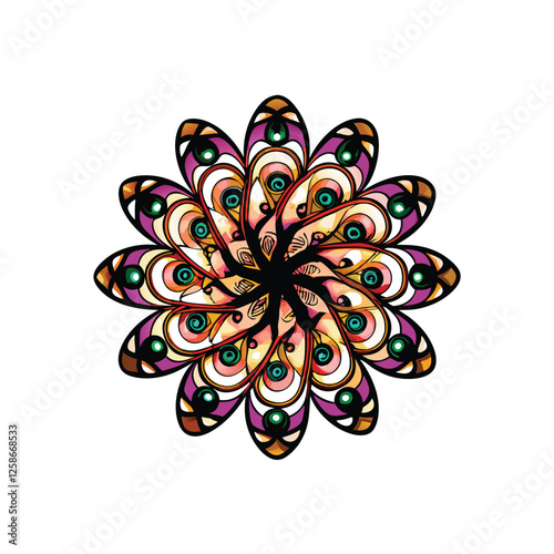 Design an abstract floral artwork. Petals should be composed of intricate interwoven geometric shapes, creating a visually stunning and unique bloom.