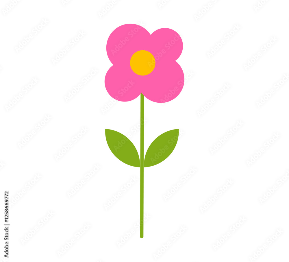 Pink flower cute icon. Spring flower plant. Vector illustration Pink flower cute icon. Spring flower plant. Vector illustration