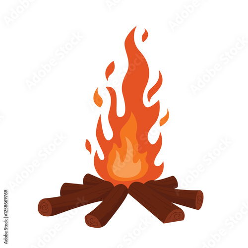 A cozy campfire glowing in the dark night, perfect for outdoor and nature themed designs, camping websites, or adventure blogs