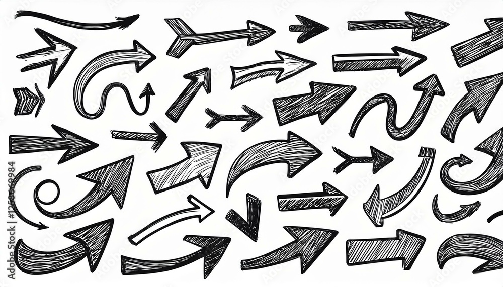 Arrow vector hand drawn sketch icon set. Doodle sketch hand drawn black direction element set. Pencil doodle line graphic design elements. Left, right, growth direction arrow. perfect any project. Arrow vector hand drawn sketch icon set. Doodle sketch hand drawn black direction element set. Pencil doodle line graphic design elements. Left, right, growth direction arrow. perfect any project.
