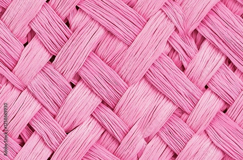 Pink woven texture background, pink straw pattern, seamless pink woven fabric
